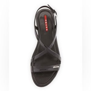 Prada Vernice Crisscross-Vamp Sandal
